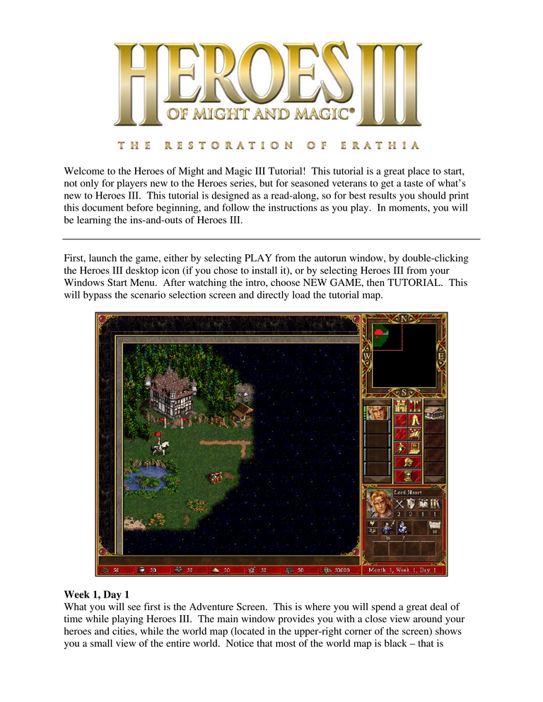 Tutorial Manual Page 1 - Heroes III Wiki